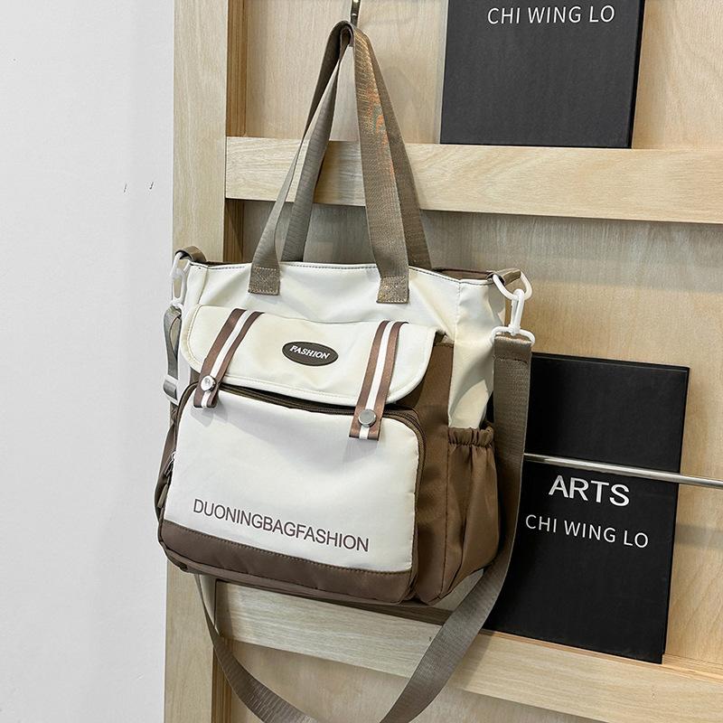 

Большая вместимость инс контрастная цветная строчка студенческая сумка для репетиторства холщовая сумка-тоут для учеников средней школы сумка-мессенджер сумка хаки