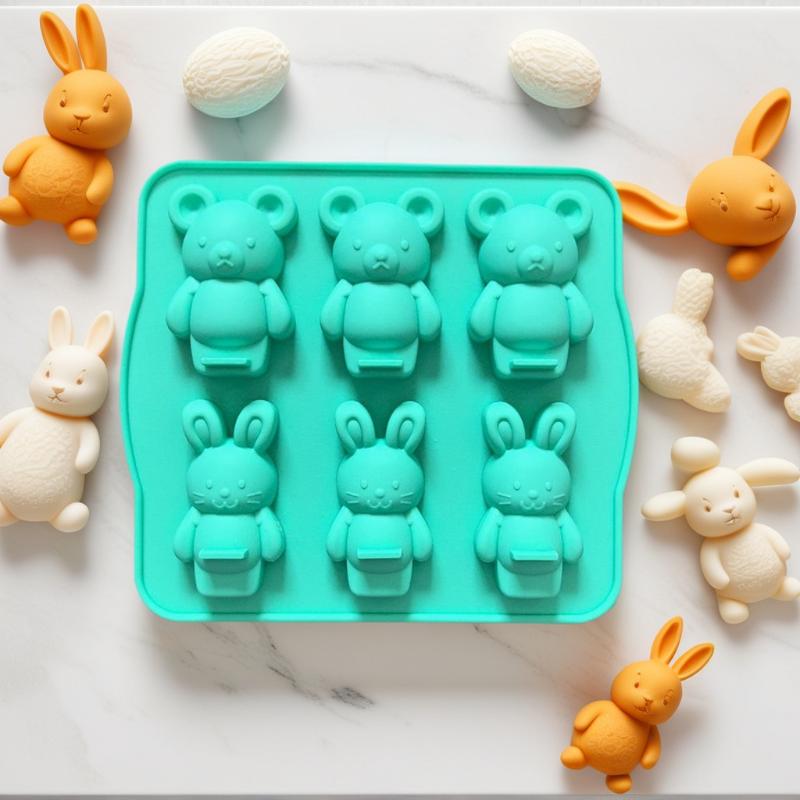 Creative Bear Rabbit Shaped Chocolate Silicone Mold 3D Candy Pudding Biscuit Cake Baking Mold