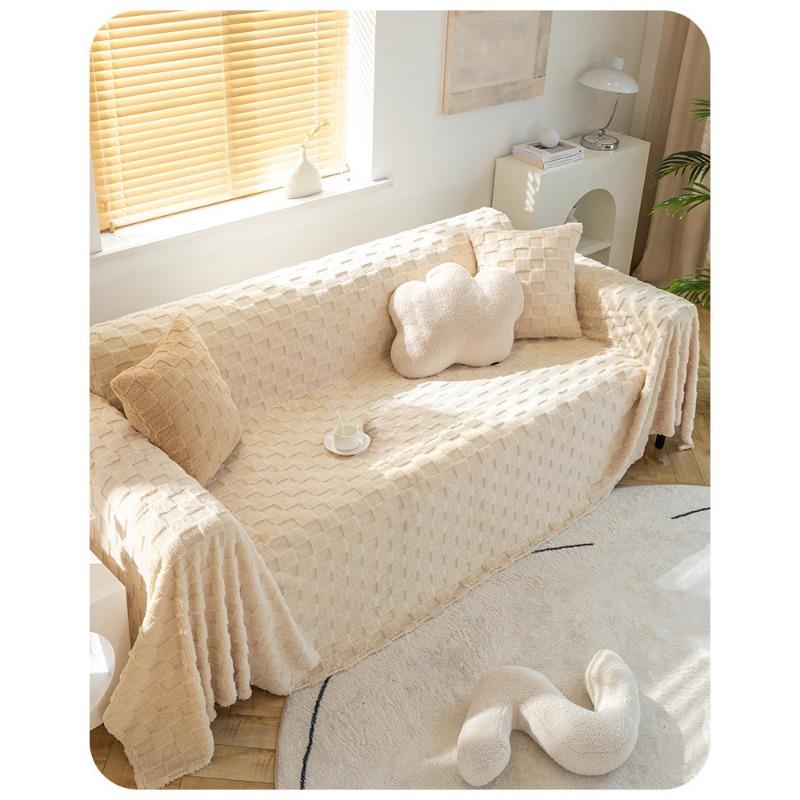 Copertura in Tessuto per Divano Pigro Invernale Ispessita Termica in Peluche Coperta Semplice Stile Ins Copertura per Cuscino Divano Tutto Compreso Antigraffio