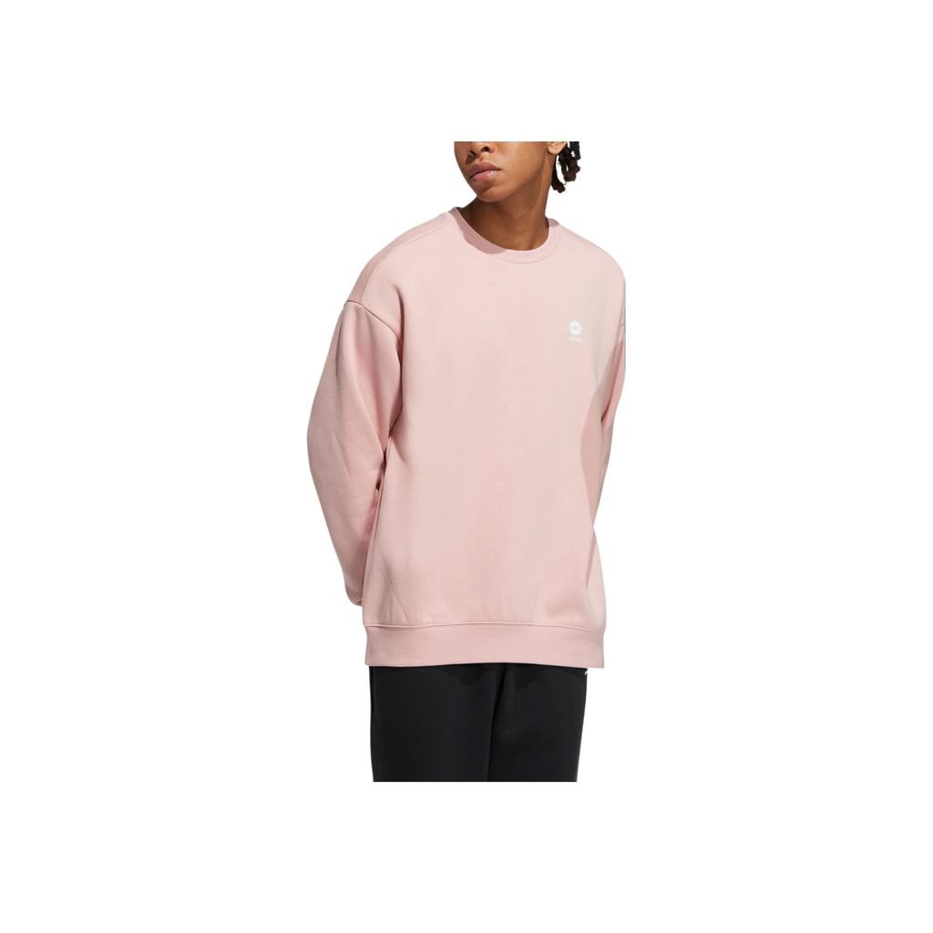 Adidas Neo Solid Color Logo Print Round Neck Long Sleeve Sweatshirt Unisex Sweatshirt Pink HY9657