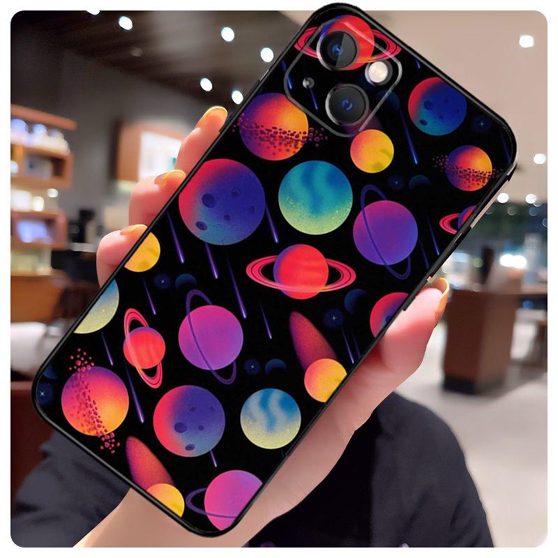 Outer Space Planet Stars Moon Case For iPhone 16 Pro Max 14 13 12 11 15 17 Pro Max Mini 15 16 Plus 16e 17 Air Phone Cover