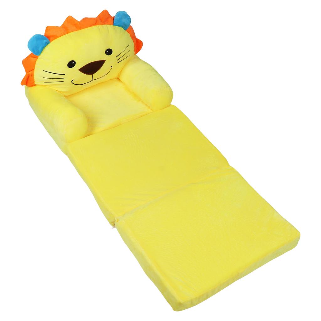 Comfy Kids Sofa Toddler Chair, 2 In 1 Toddler Couch Fold Out, Convertible Sofa To Lounger, Cartoon Animal Kids Furniture for Playroom Rding Rela