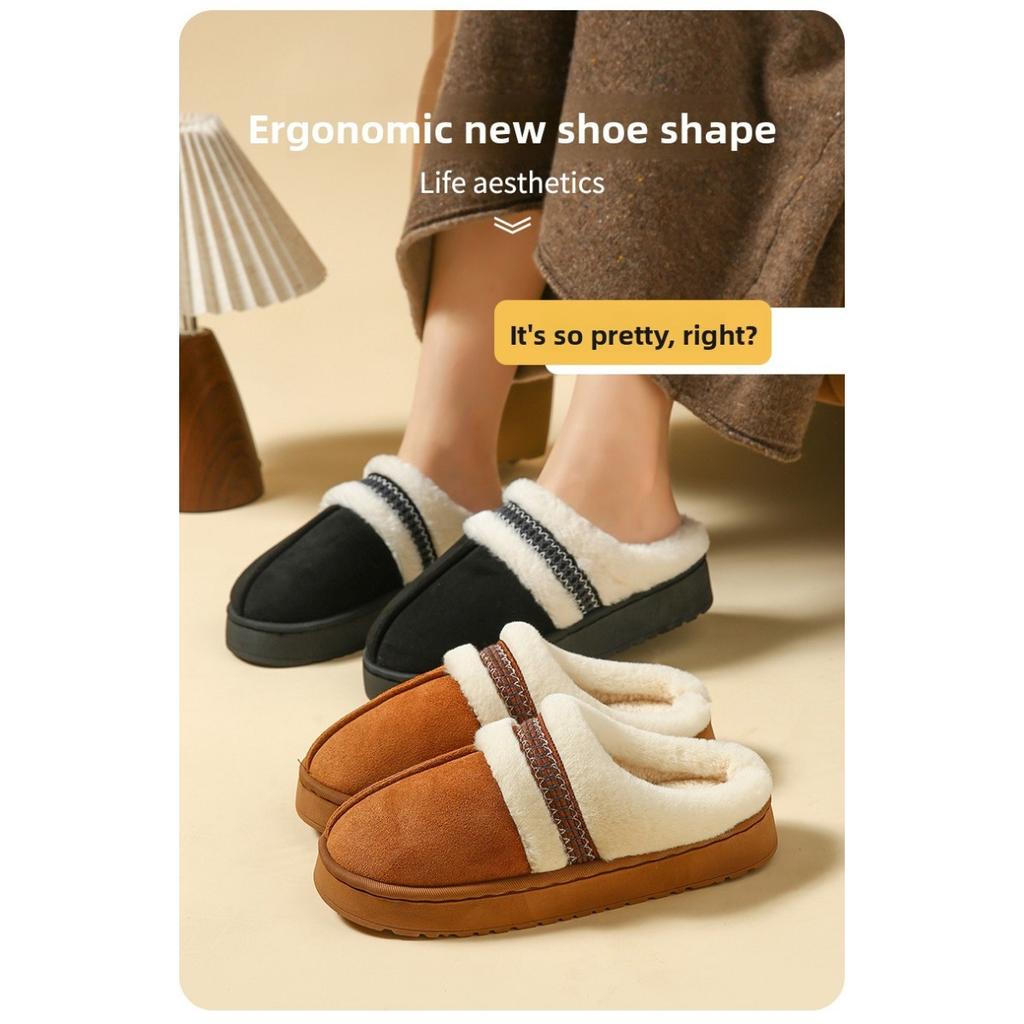Indoor Cotton Slippers for Women In Winter, Thick Soled Woolen Shoes for Women To Wear Outside, Warm Plush Cotton Slippers for Women In Winter