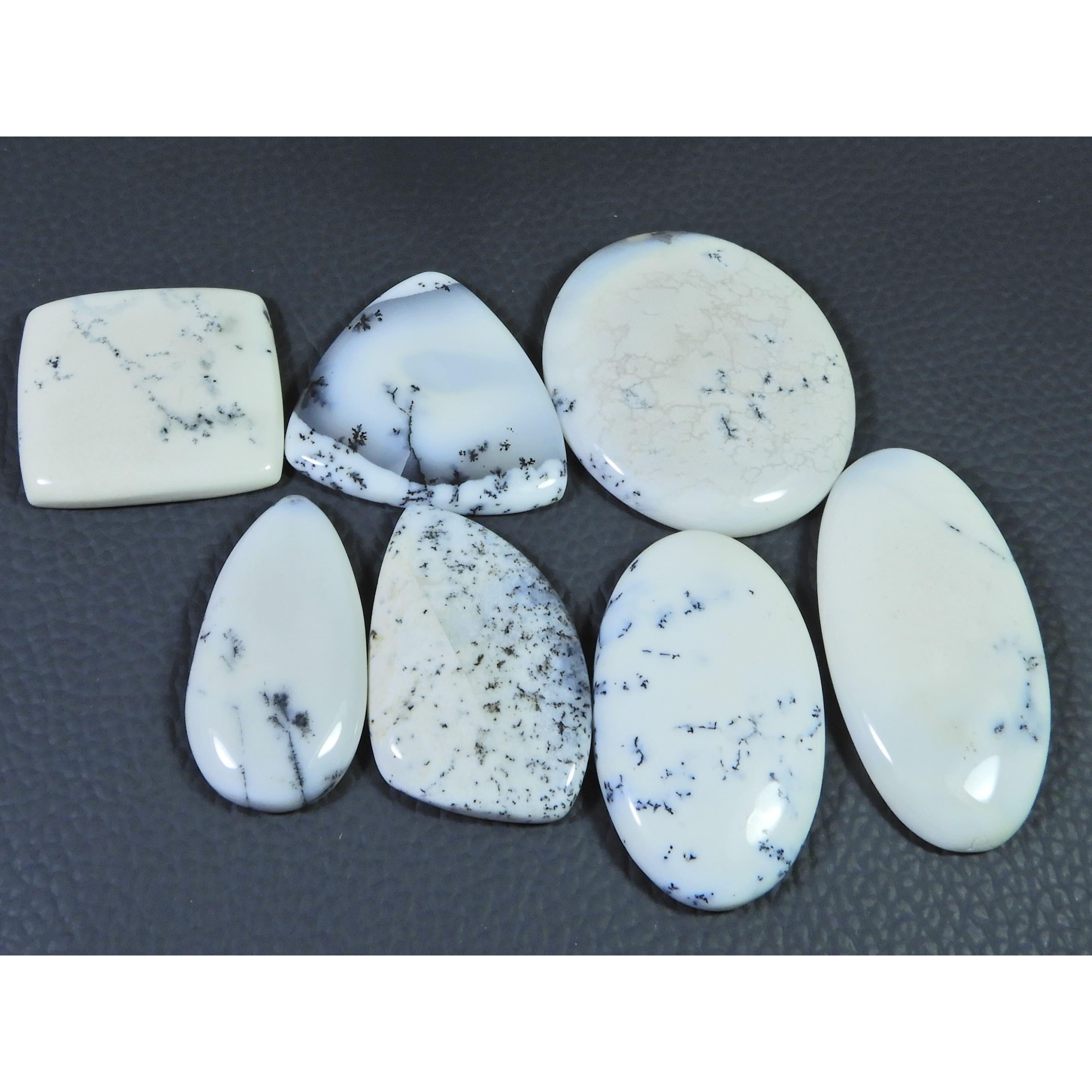 260Cts. Natural Dendrite Opal Agate Mix Cabochon Loose Gemstone 07 Pcs Lot C-1322