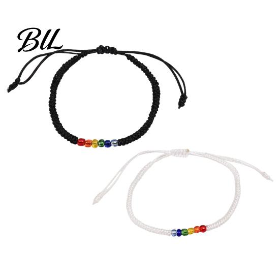 Simple Niche Style Bracelet Rainbow Beads for Men Women, Handmade Colorful Rice Bead Jewelry Braided String Bracelet, Adjustable Woven Rope Wristband