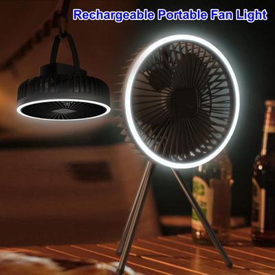 Ventilateur LED Suspendu au Plafond Sans Fil Rechargeable Lampe de Nuit Portable de Bureau pour Camping en Plein Air Lampe Ventilateur Électrique avec Trépied