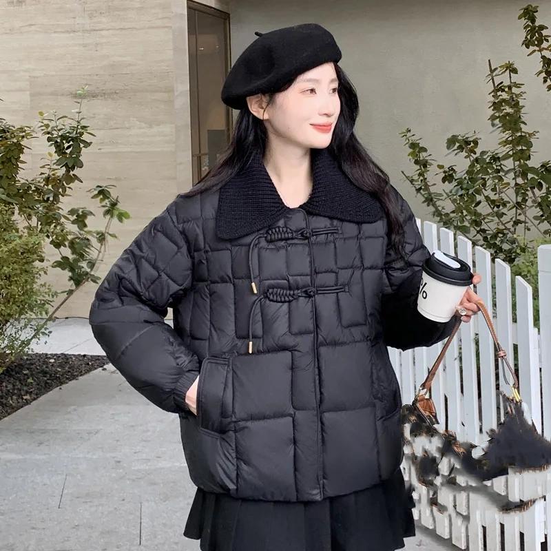 

Маленькая куртка на пуговицах в китайском стиле, модная куртка пуховик короткой длины с большим лацканом в западном стиле, хлопковая куртка женская S чёрный