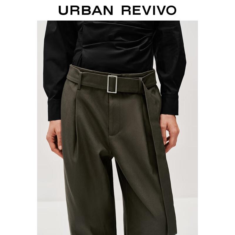 UR 2025 Autumn Belted Cotton Wide-Leg Pants