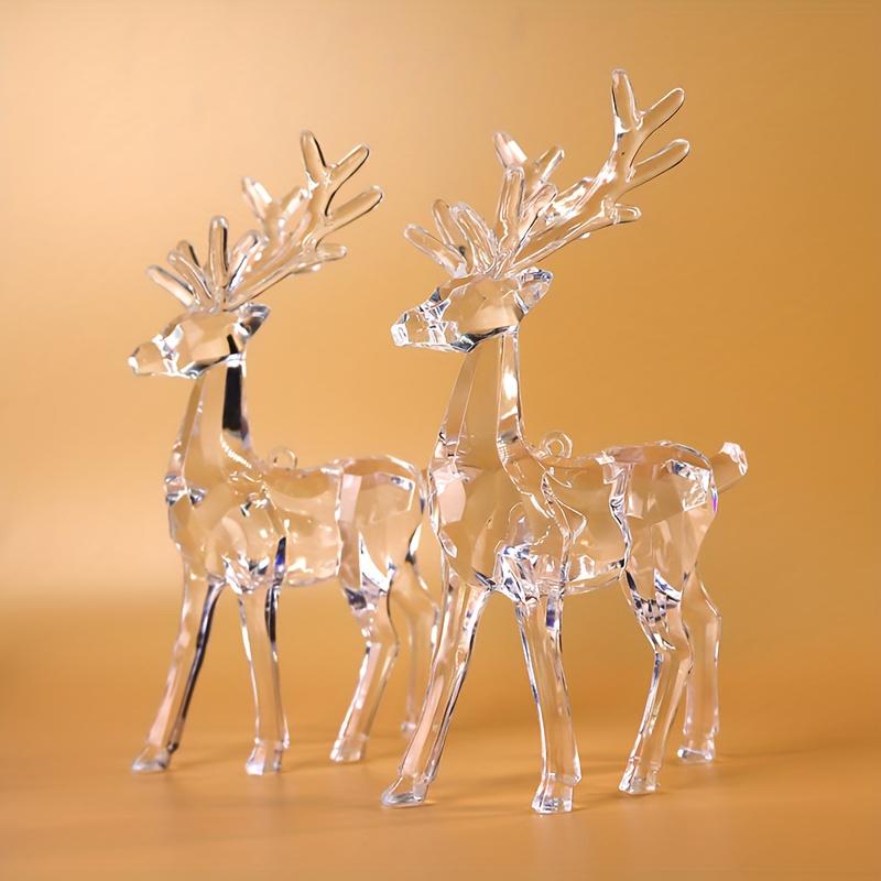 

1/2 шт. Прозрачное рождественское украшение в виде оленя, акриловые подвески, украшение, фигурка, подвесные украшения для рождественской елки, офисный домашний декор 2pcs чистый