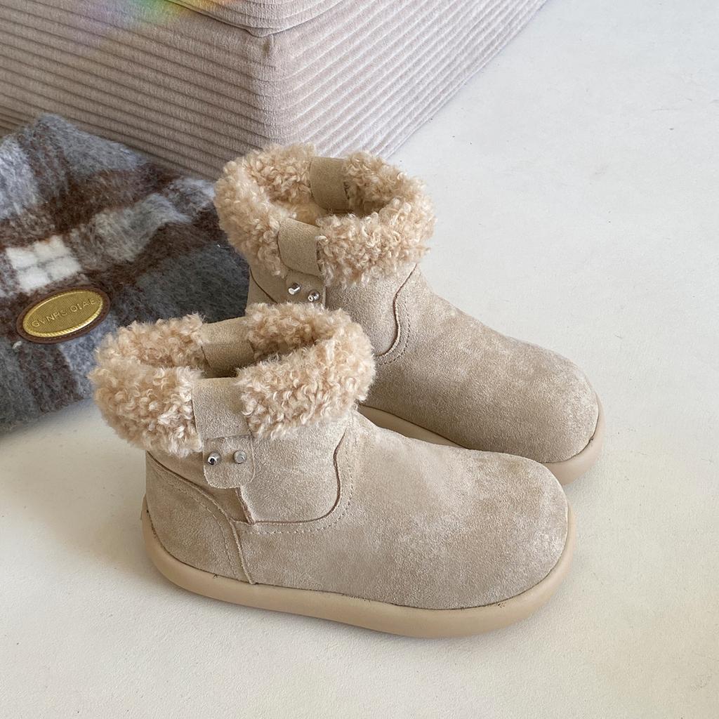 Snow boots women's winter new velvet thickened fur integrated lamb wool cotton shoes children's warm short boots