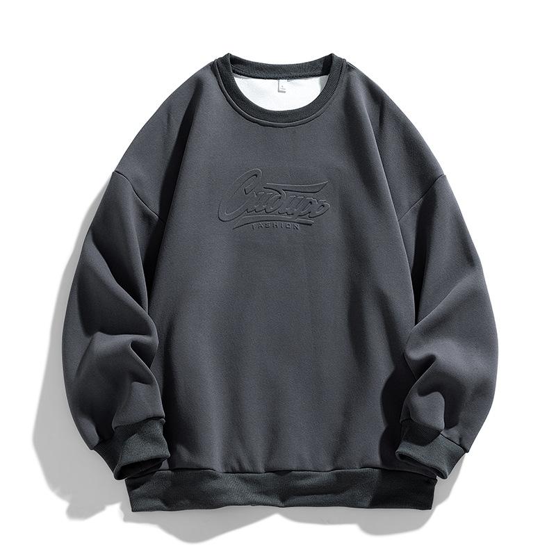 Lockerer, übergroßer Kapuzenpullover, lässiger, einfarbiger Pullover mit Stahlbuchstaben-Aufdruck, Rundhalsausschnitt, Oberteil für Herren
