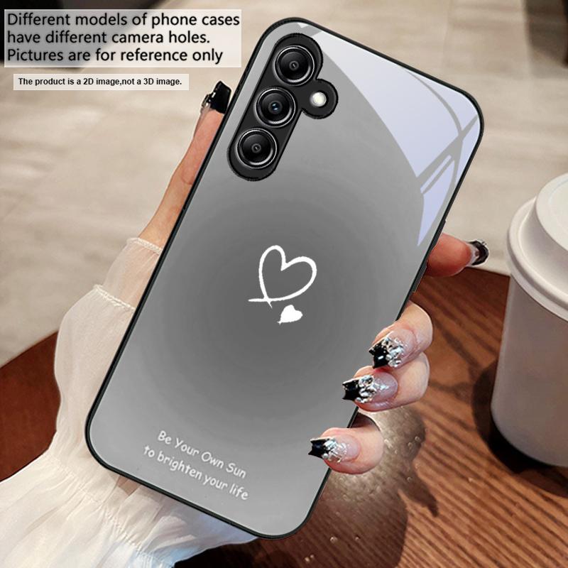 Gradient Heart Shape For Samsung A73 72 71 A70 56 55 54 A53 52 51 A50 42 A35 A34 33 32 31 26 25 24 23 22 30 Glass Phone Case