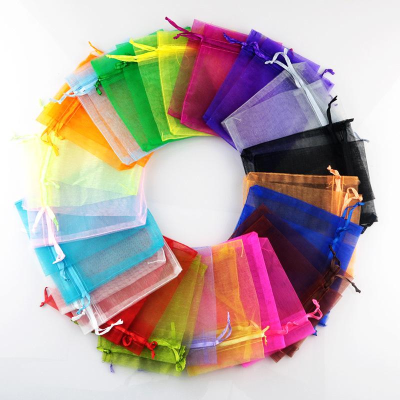 100Pcs/lot 7x9 9x12 10x15 13x18CM Organza Bags Jewelry Bag Wedding Party Decoration Drawable Bags Gift Pouches Jewelry Packaging