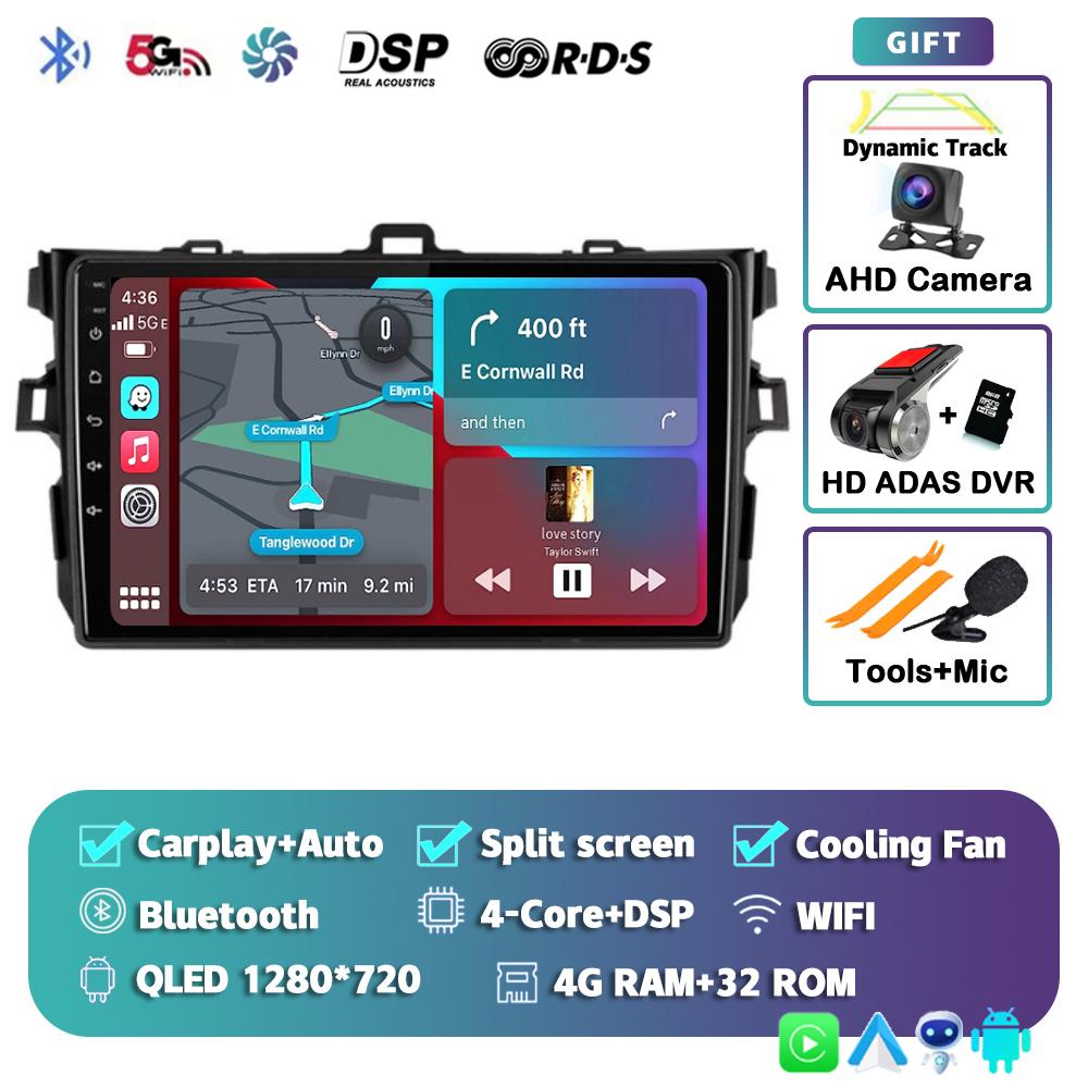 Android 14 Carplay 2din Car Radio For Toyota Corolla E140/150 2007 2008 2009 2010 2011 2012 2013 4G GPS Multimedia Player Stereo