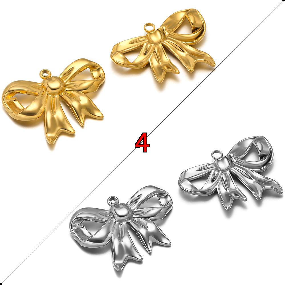 5pcs Stainless Steel Bow Knot Cute Fashion Summer Series Simple Style Pendants for Necklace Earrings Making Handmade DIY Jewelry