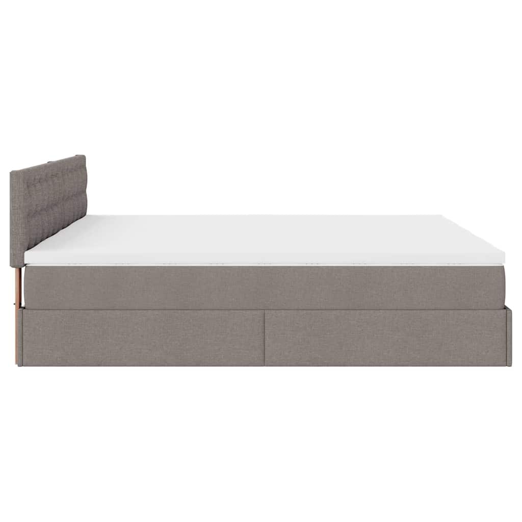 Ottoman Bed with Mattresses & LEDs Taupe 160x200 cm Fabric