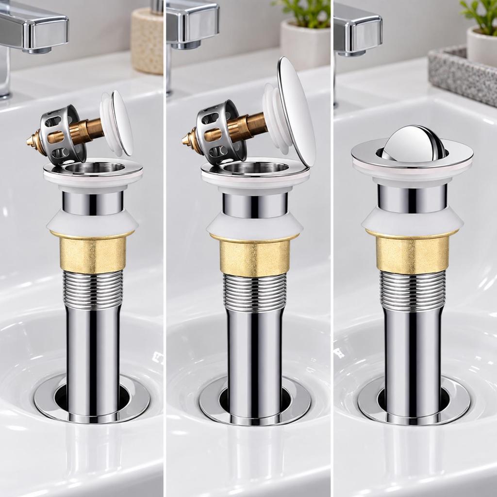 Overflow Basin Drain Stopper PushOperated Washroom Sink with Threaded Body Simple to Install