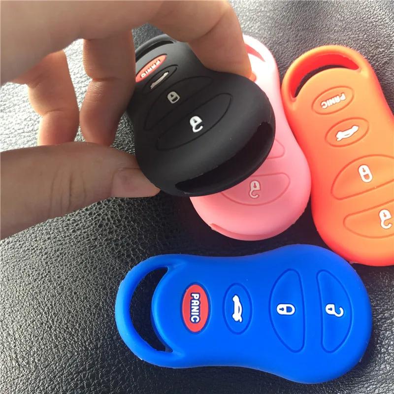 ZAD silicone car key case cover protector holder shell set for Chrysler Sebring for Jeep Liberty for Dodge 4 buttons key skin