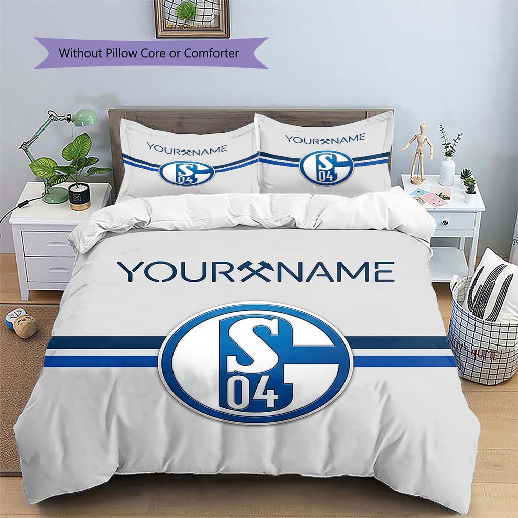 Custom Name Schalke 04 Pattern Bedding Quilt Set  Home Decoration  Gift (1 * duvet cover + 2 * pillowcase  without core)