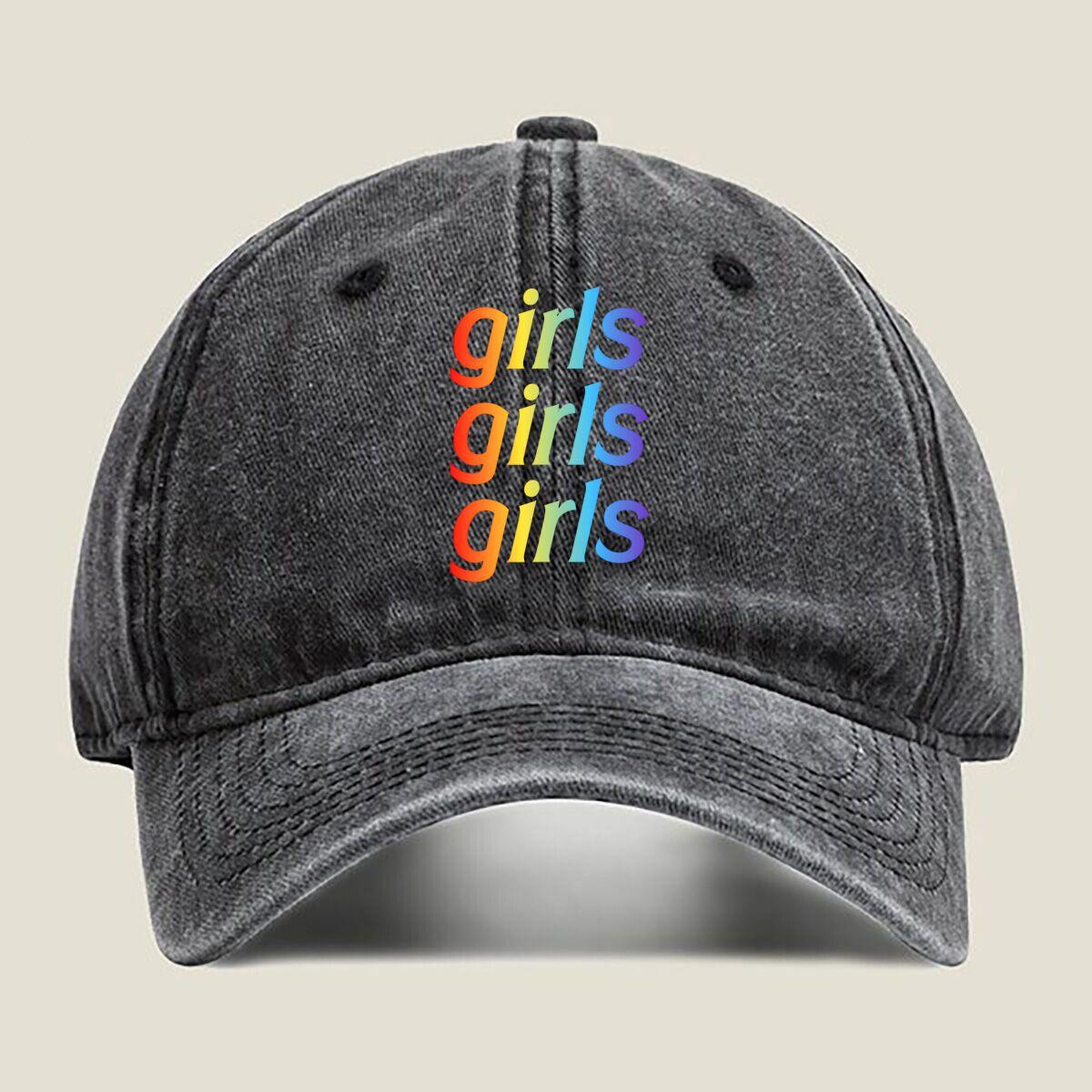 

Colorful “Girls Girls Girls” Repeat Fashion Washed Baseball Cap Hat Outdoor Activities One Size чёрный