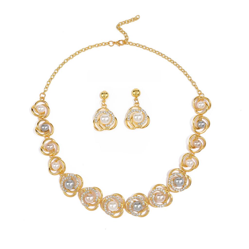 Pearl Necklace Set Bridal Accessories Dress Dinner Versatile Alloy Plating