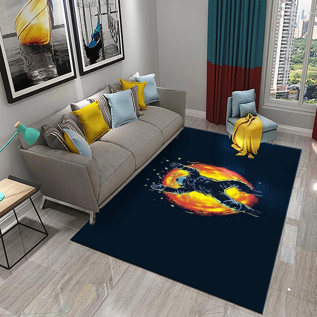 Astronaut Carpet Galaxy Universe Outer Space Moon Floor Mat Non Slip Rugs Door Mat Carpet for Living Room Bedroom Home Decor
