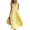 Dames Plaid Maxi Jurk voor Strandvakantie - Losse Lange Zomerjurk, Vakantie Resort Kleding