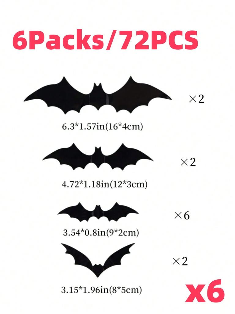 12Pcs/Pack PVC 3D Black Horror Bat Wall Stickers Set DIY Halloween Party Essentials for Home Window Art Decals