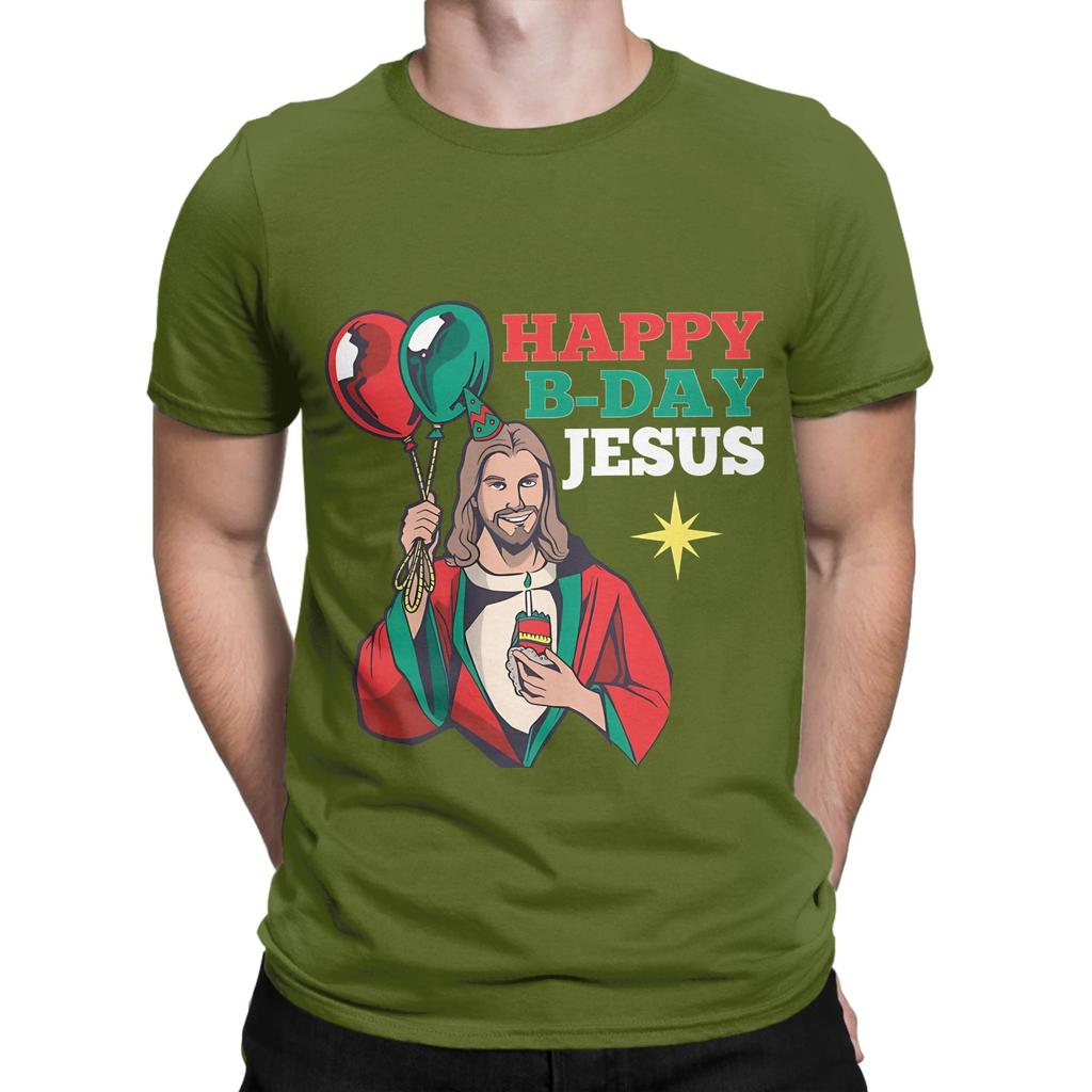 Happy Birthday Jesus a Funny Christmas Gift Novelty Graphic 100 Cotton TShirt Jesus Tees Tops For Unisex