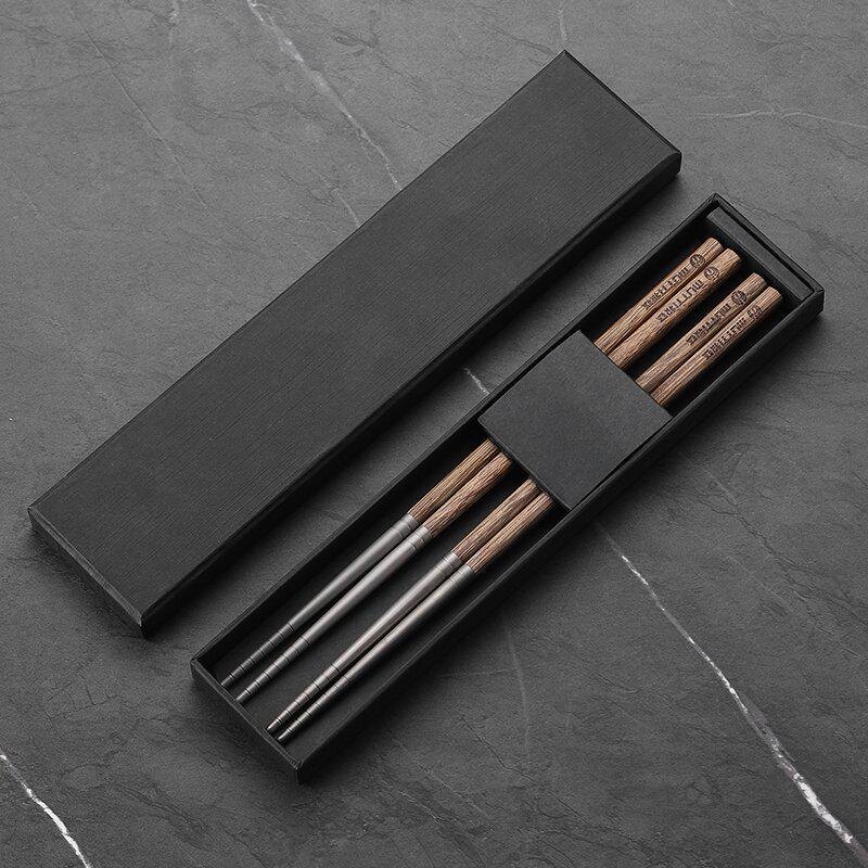Premium Titanium & Wood Chopsticks: Elegant High-Value Tableware for Your Home