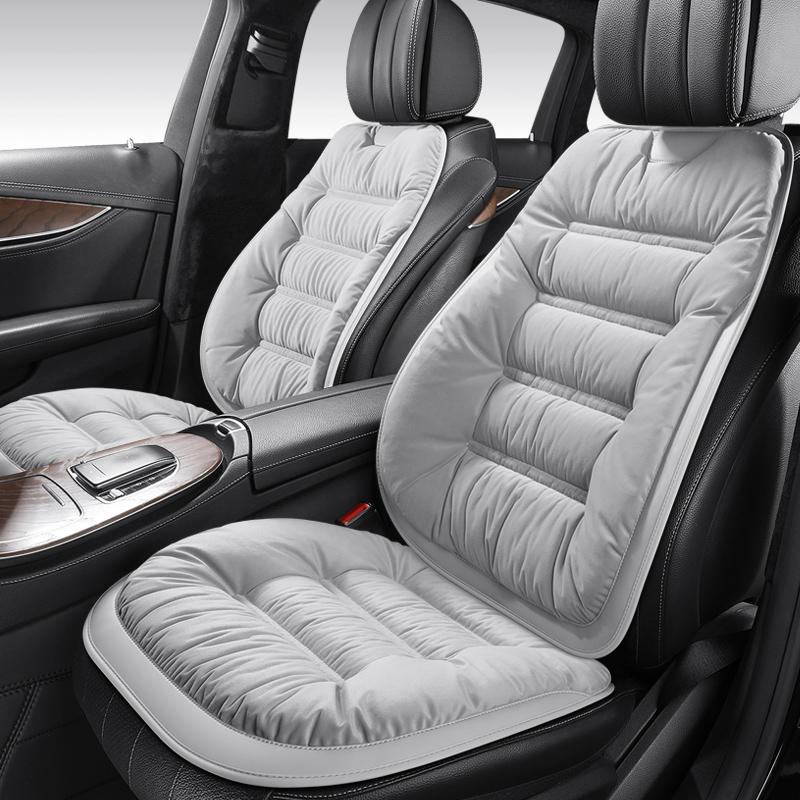 2-seater Elegant Comfortable Down Feather Car Seat Cushion Plush PU Leather Thick Warm Cozy for Autumn Winter