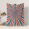 1pc Blue Red Stars Stripes Blanket, Lightweight Flannel Throw Blanket for Sofa, Bed, Travel, Camping, Living Room, Office, Couch030