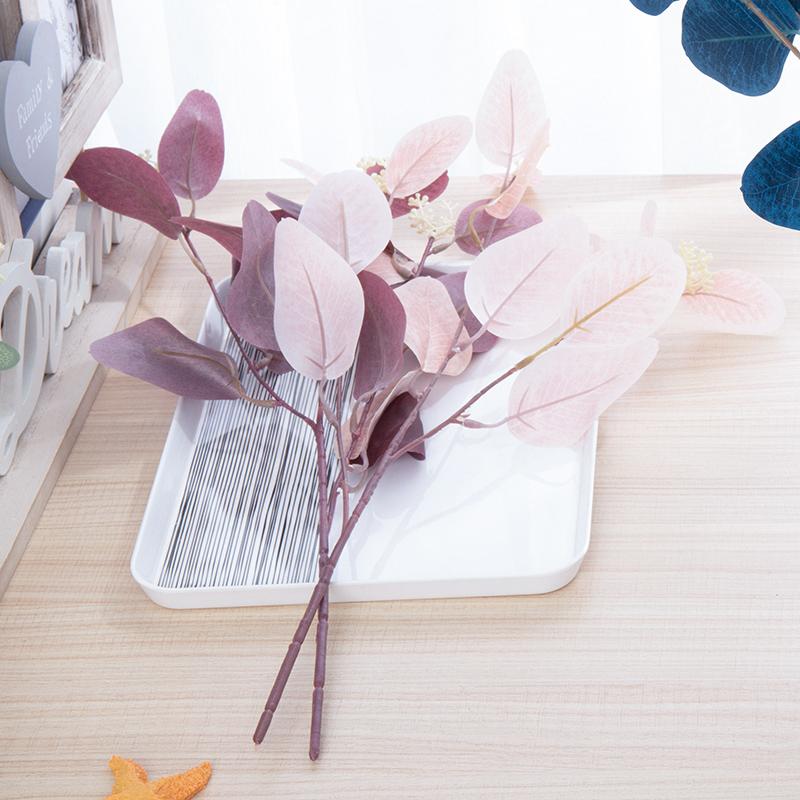 Artificial Eucalyptus Leaves Flowers Branch Fake Plant Decoration for Wedding Home Flower Arrangement Blue Pink Eucalyptus Decor
