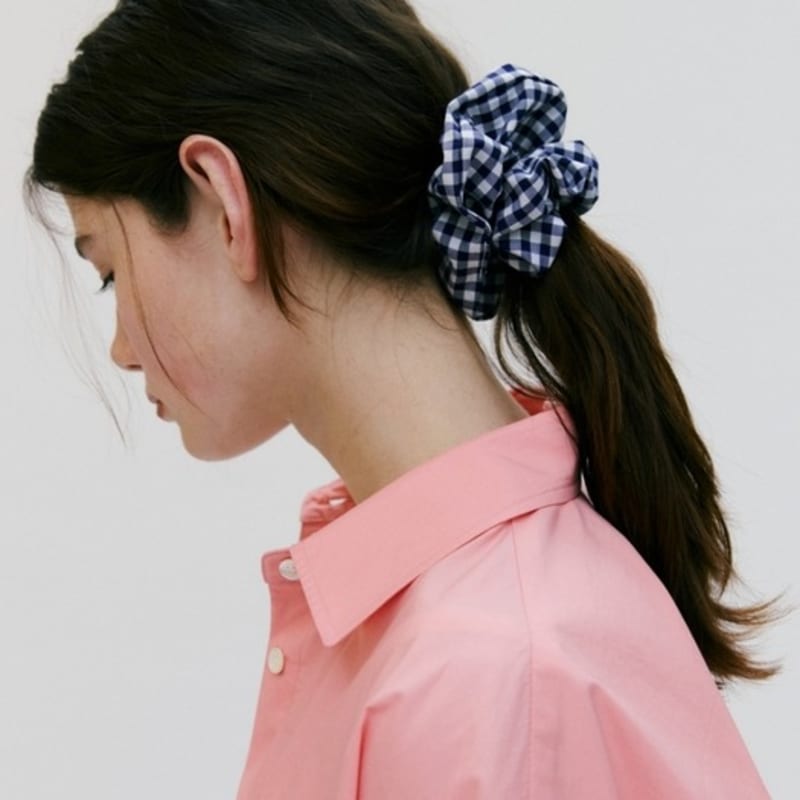 DEPOUND Check Scrunchie - Navy