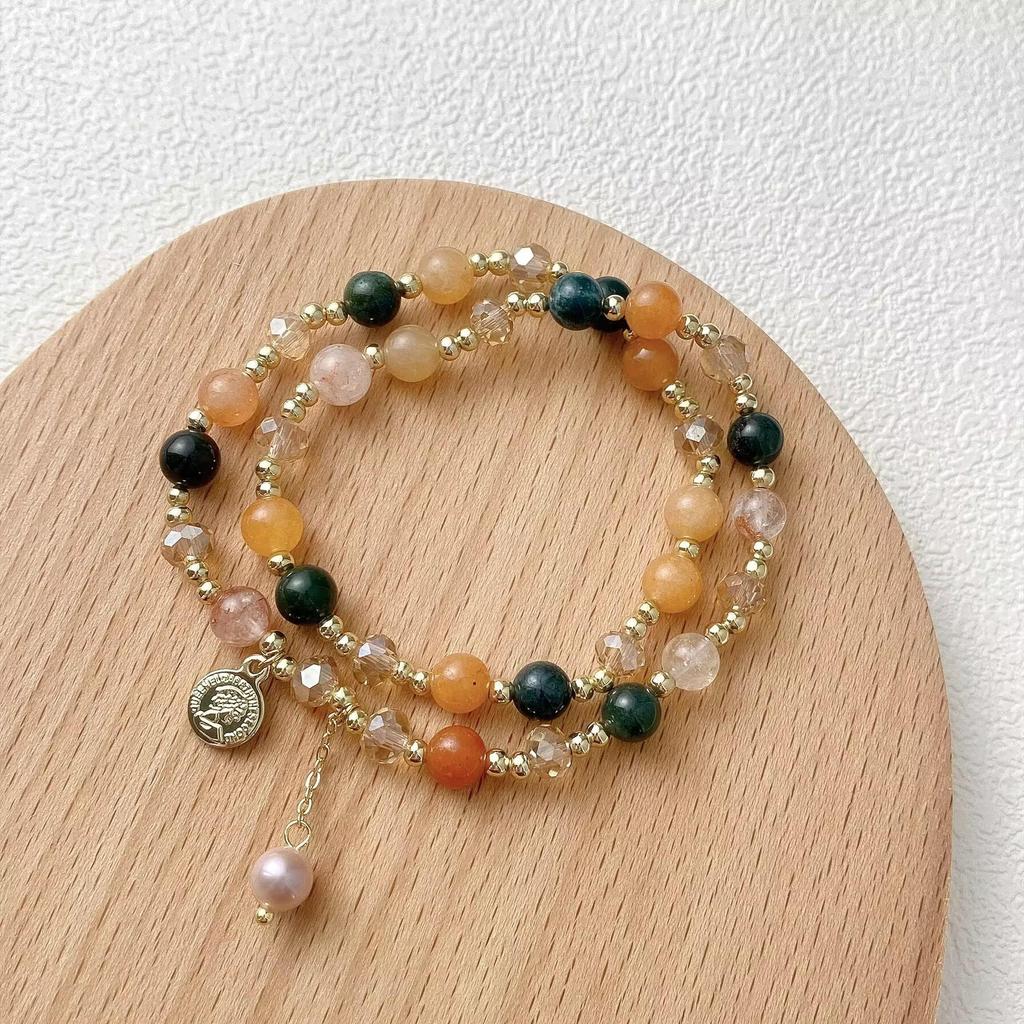 Forest-Style Beaded Double-Layer Stacking Bracelet: Retro, Elegant, and Exquisite Design