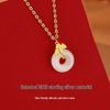 Sterling Silver Jade Safety Buckle Necklace - Three Lives Lucky Pendant, 2023 New Year & Christmas Gift