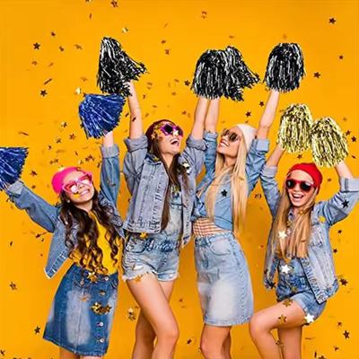 Cheerleading Pom Poms with Handle Cheer Balls Gold Yellow Pink Red Green Blue for Hand Dance Women Girl Kids Pompoms Accessories