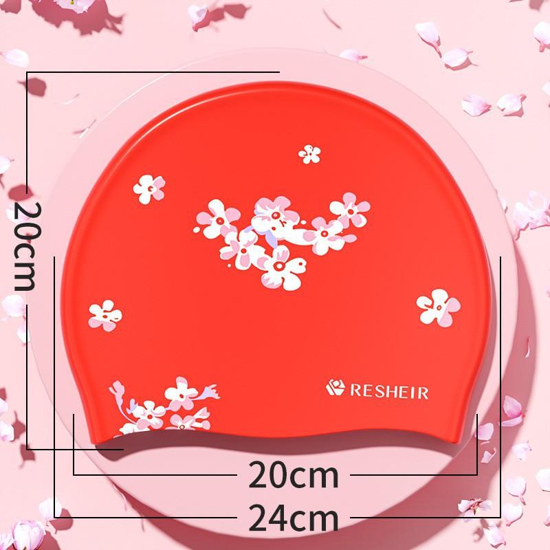Adult Silicone Swimming Cap Special Women's Long Hair High-elastic Waterproof Non-slip Fashionable Printed Ear Caps