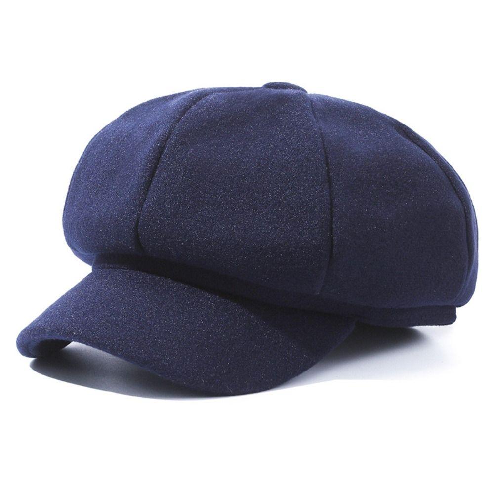 Woolen Fabric Baker Cap Solid Color Beret Hat Fashion Octagonal Cap  Autumn Winter