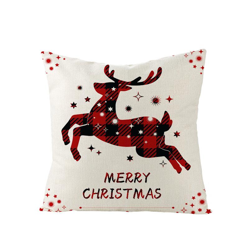 Christmas Pillow Case Red and Black Plaid Christmas Tree Snowflake Polyester Series Printed Sofa Cushion