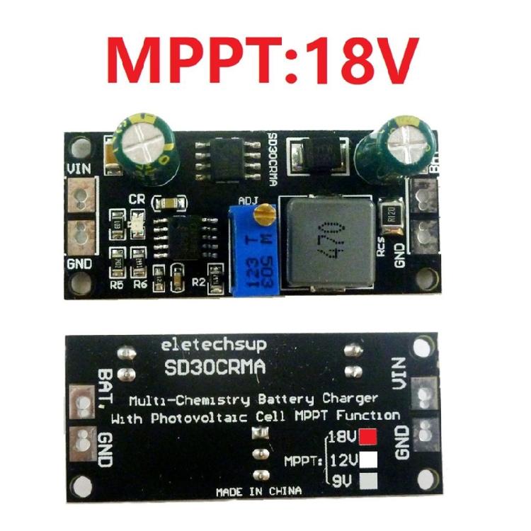 Adjustable Output VoltageSolar ControllerModule for Liion and LiFePO4 Battery Charging