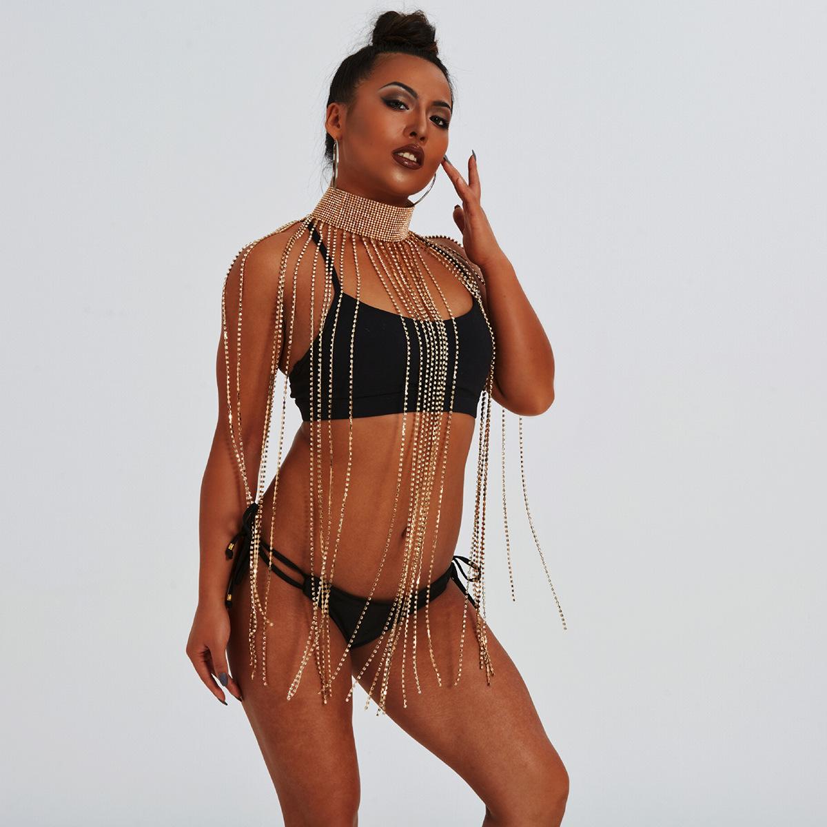 Украшения новая популярная цепочка на тело, супер блестящий стразы модная девушка длинное ожерелье аксессуары серебряный