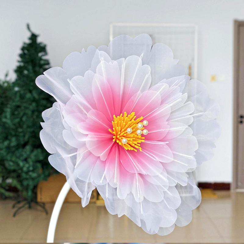 1Pc Wedding Decoration Outdoor Activity Decoration Fluffy Petals Window Decoration Artificial Peony Large Mesh Yarn Beautiful