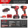 Delixi Brushless Handheld Lithium Battery Drill and Electric Screwdriver with Impact and Rechargeable Features for High-Power Household Use.