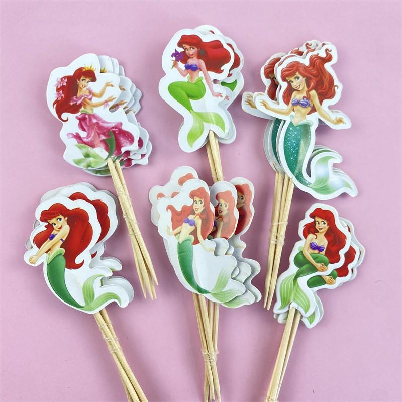 24Pcs Double‑Sided Cartoon Cake Toppers, Toothpick Cupcake Picks, Birthday Party Dessert Table Decorations Supplies