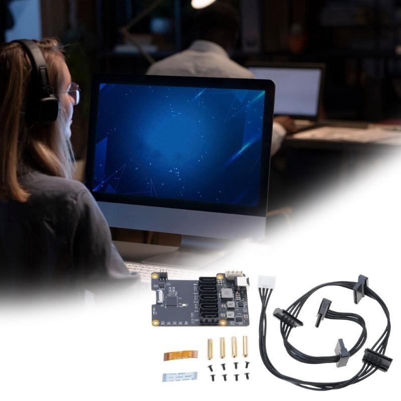 X1009 PCIe To 5-port Expansion Board For RPi 5 5B SATA3.0 Interfaces Fast 5Gbps Data Transfer
