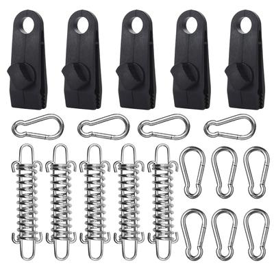 20PCS Acessórios para Tenda Fivela de Mola Esticador de Corda à Prova de Vento Fivela de Gancho Fixo para Toldo, Fivela Fixa Portátil para Tenda de Camping,