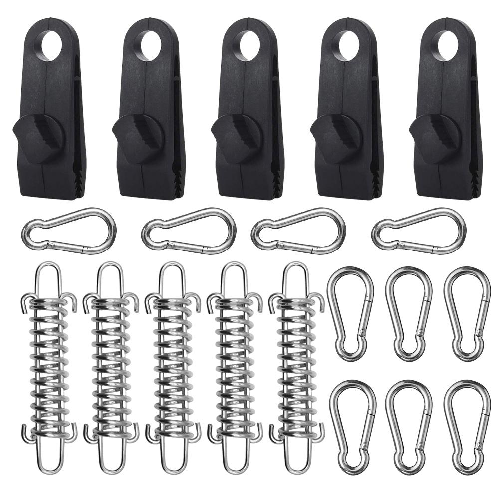 

20 шт. Аксессуары для палатки Пружинная пряжка Натяжитель ветрозащитной веревки Пряжка-крючок для фиксации тента, Портативная фиксирующая пряжка для кемпинговой палатки,