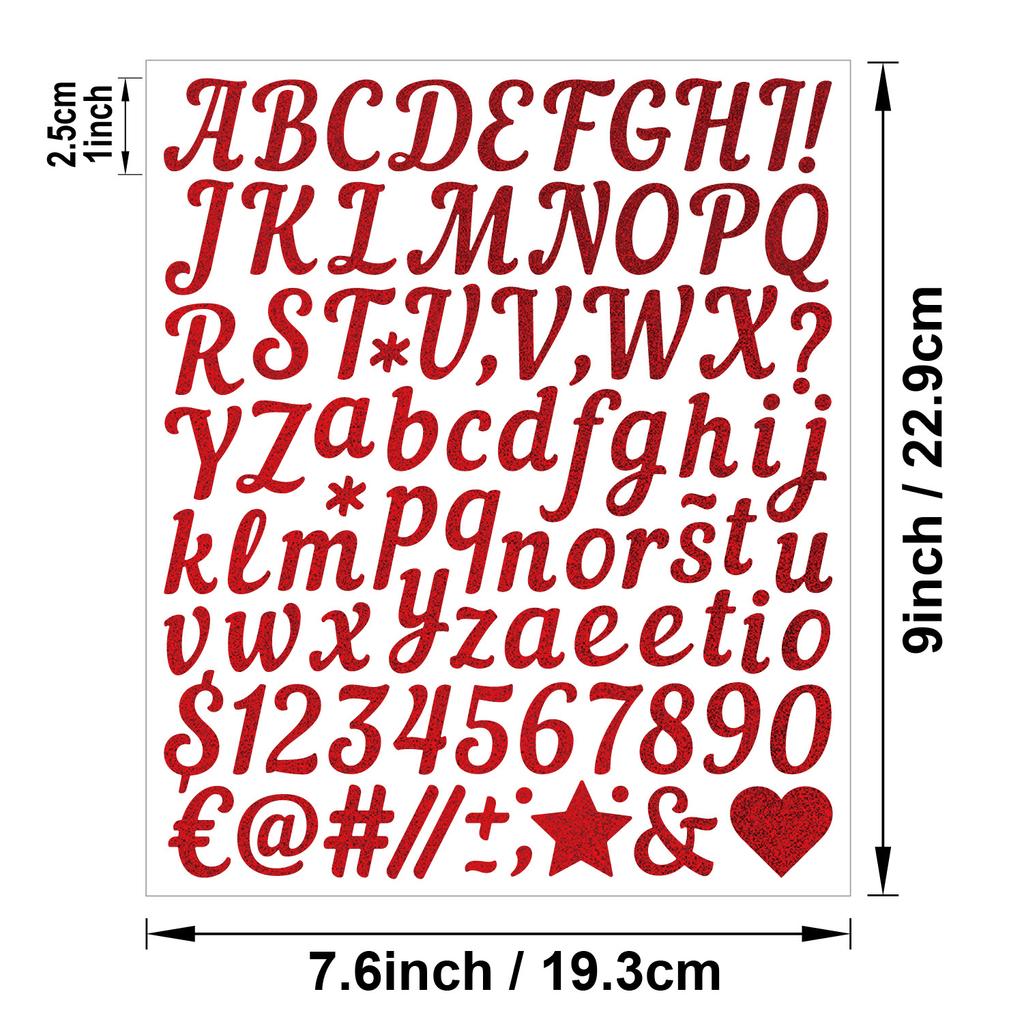1 Inch Handwritten Letter Sticker Gold Sand Silver Sand Shiny Stout Waterproof Gift Greeting Card DIY Alphanumeric Sticker