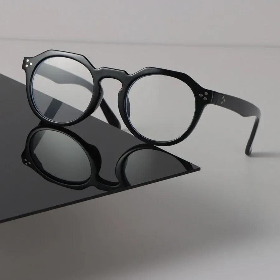 Trendige Runde Brille Damen Herren Minimalistisch Transparente Brille Retro Klarer Linsenrahmen Brille Oculos